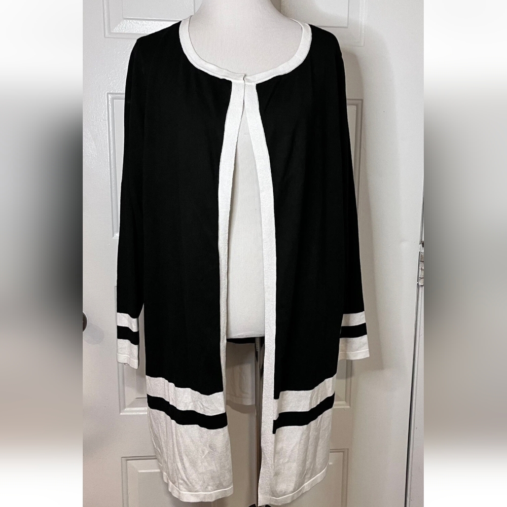 Black & White Open Front Cardigan